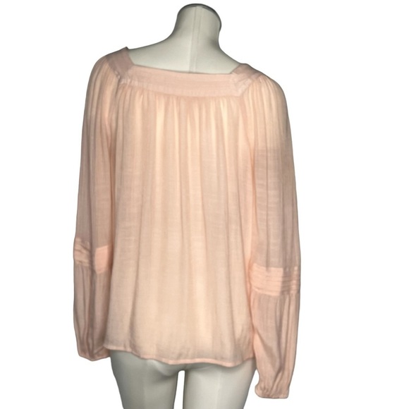LC LAURA CONRAD Sheer Peach Square Neck Peasant Boho Top Women's Size M - Picture 2 of 16